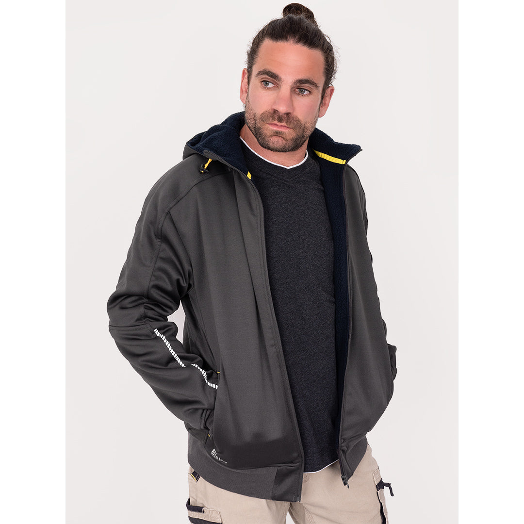 Bisley Fleece Zip Front Pullover With Sherpa Lining - Black/Charcoal/Navy