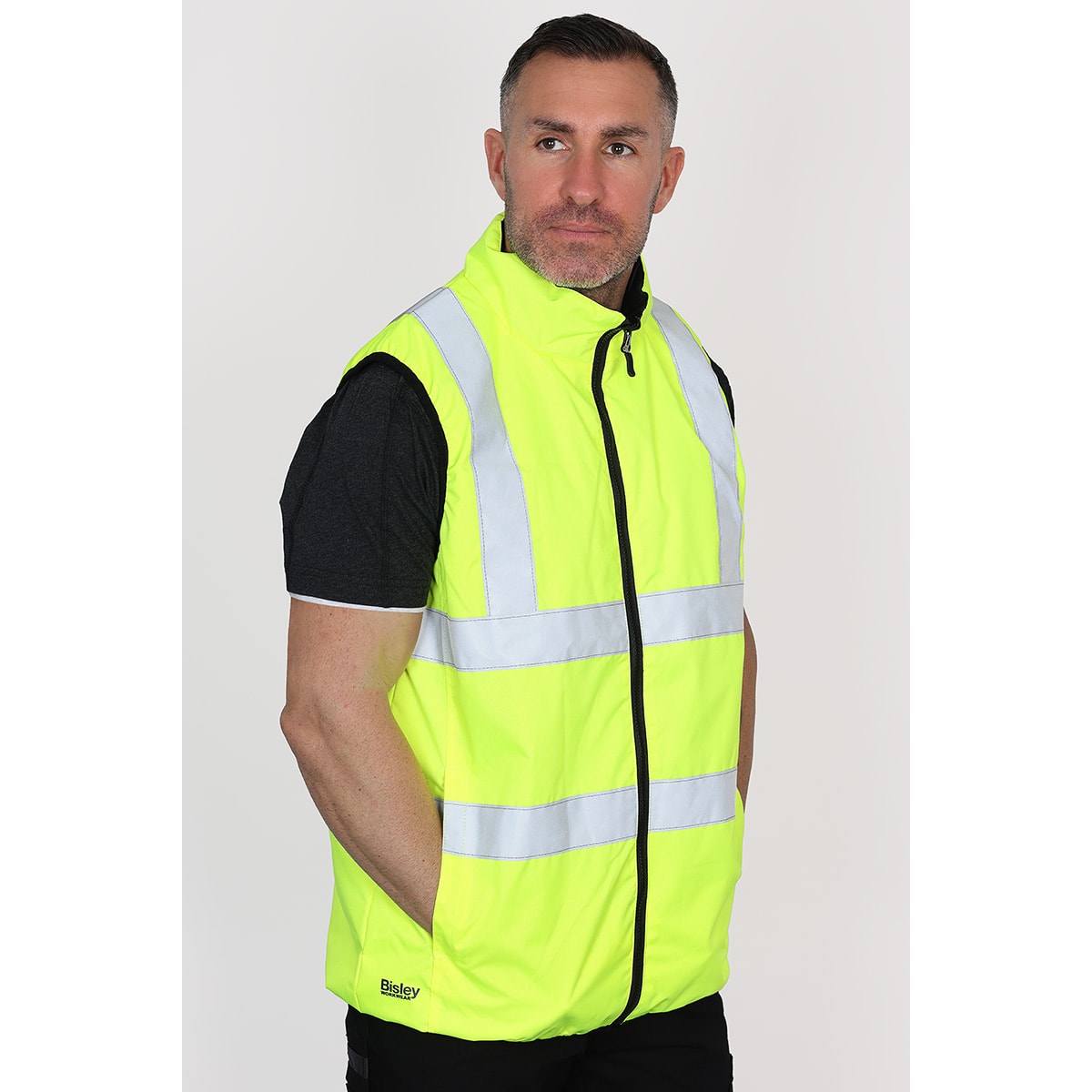 Bisley Taped Hi Vis Reversible Puffer Vest