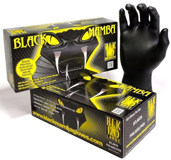 Black Mamba Industrial Strength Nitrile Gloves - Box of 100 - Medium