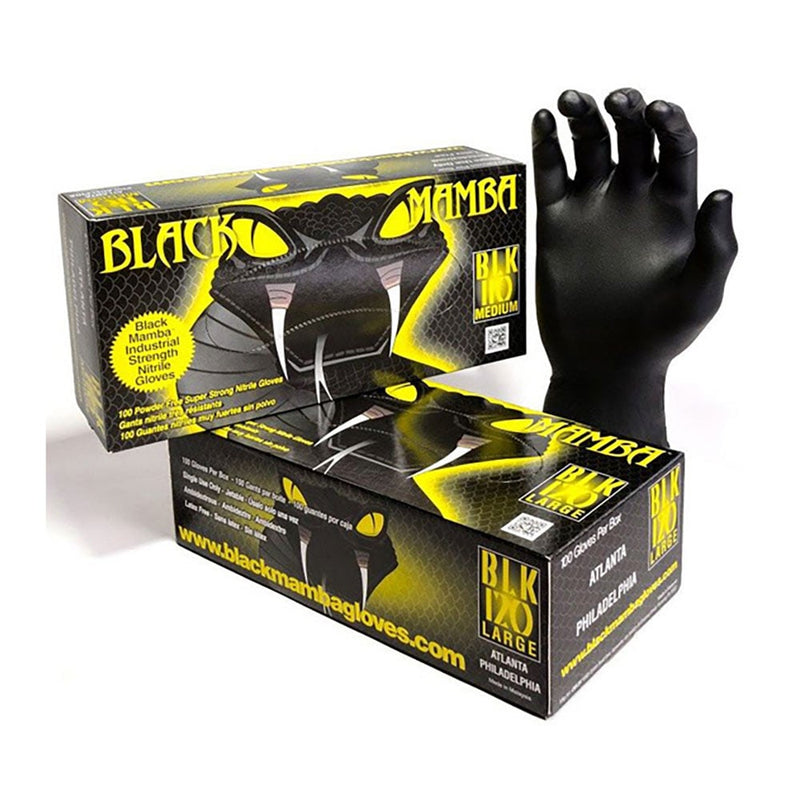 Black Mamba Industrial Strength Nitrile Gloves - Box of 100 - Large