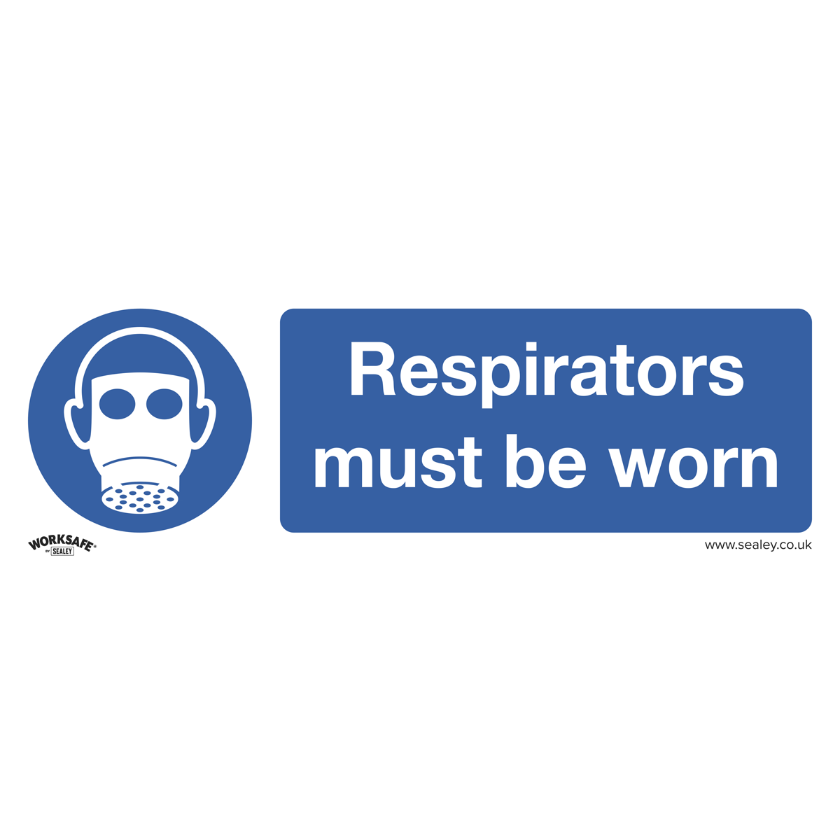Sealey SS56P10 Mandatory Safety Sign - Respirators Must Be Worn - Rigid Plastic - Pack of 10