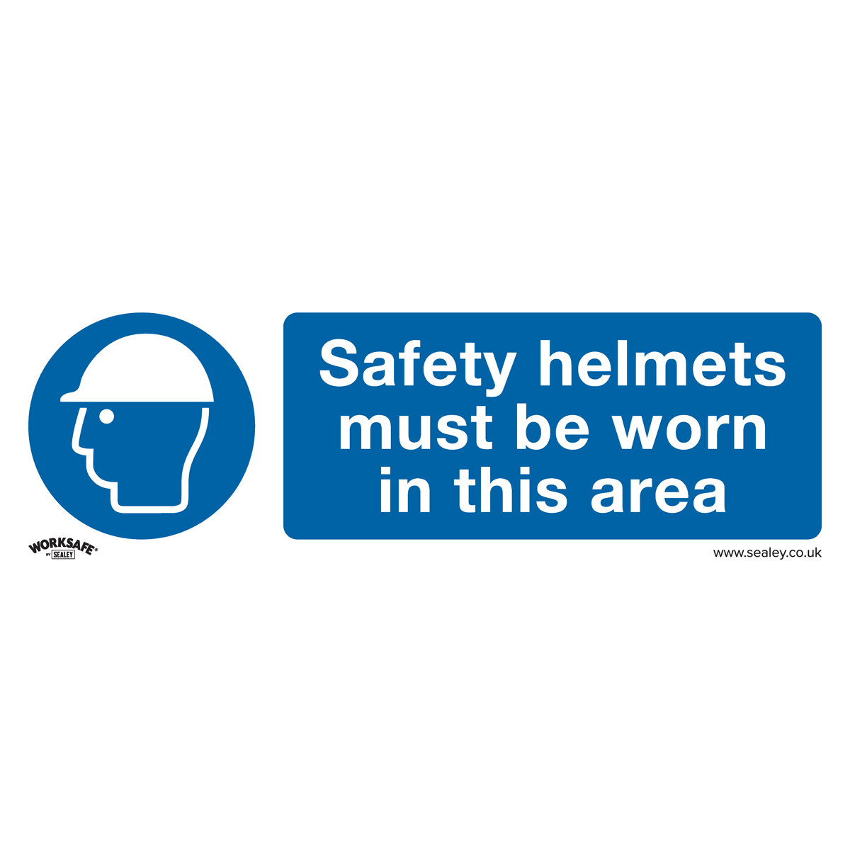 Sealey SS8V1 Mandatory Safety Sign - Safety Helmets Must Be Worn In This Area - Self-Adhesive Vinyl